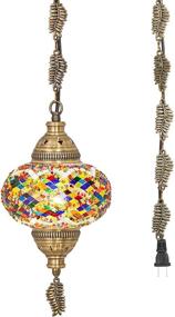 img 3 attached to 🔮 DEMMEX 2019 Swag Plug in Turkish Moroccan Mosaic Ceiling Hanging Light Lamp Chandelier Pendant Fixture Lantern - Elevate Your Décor with Versatile 20 Colors