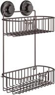 🚿 hasko bathroom and kitchen shower caddy - 2 tier storage basket with suction cups and 3m adhesive discs, made of 304 stainless steel in bronze logo
