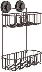 img 4 attached to 🚿 HASKO Bathroom and Kitchen Shower Caddy - 2 Tier Storage Basket with Suction Cups and 3M Adhesive Discs, Made of 304 Stainless Steel in Bronze