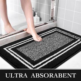 img 1 attached to 🚽 LuxStep Bathroom Rugs Bath Mat: Soft Shaggy Microfiber, Non-Slip, Absorbent Quick Dry – 20"x32" Black