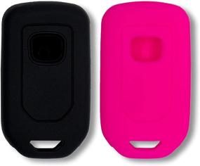 img 3 attached to 🔑 Silicone Key Fob Cover for Honda Accord Civic CR-V CRV Pilot Passport Insight EX EX-L Touring - 2 Pcs (Black & Pink) | Autobase Car Accessory, Key Protection Case