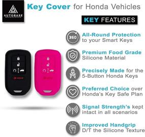 img 2 attached to 🔑 Silicone Key Fob Cover for Honda Accord Civic CR-V CRV Pilot Passport Insight EX EX-L Touring - 2 Pcs (Black & Pink) | Autobase Car Accessory, Key Protection Case