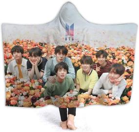 img 4 attached to 🌟 Комбинезон с капюшоном "Kpop Star Hooded Blanket Throw": Стильный плед из микрофлиса с 3D-принтом на все сезоны - легкий, теплый и носимый плащ-пончо с капюшоном для женщин и мужчин - доступен в размерах 50"x40", 60"x50" и 80"x60".