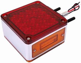 img 2 attached to 🚦 High-Visibility Amber/Red LED Square Double Face Turn Signal Lights for Kenworth/Peterbilt/Freightliner - Set of 2