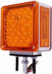 img 1 attached to 🚦 High-Visibility Amber/Red LED Square Double Face Turn Signal Lights for Kenworth/Peterbilt/Freightliner - Set of 2