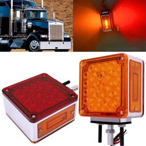 img 4 attached to 🚦 High-Visibility Amber/Red LED Square Double Face Turn Signal Lights for Kenworth/Peterbilt/Freightliner - Set of 2