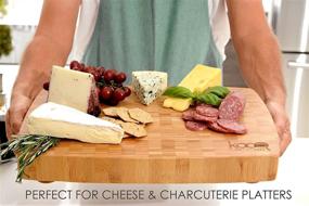 img 1 attached to 🔪 KOOQ High-End Extra Large Bamboo Cutting Board with Feet - Sophisticated Thick Chopping & Butcher's Block, Beautiful Cheese & Serving Board - 18" x 12" Inches