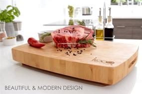 img 3 attached to 🔪 KOOQ High-End Extra Large Bamboo Cutting Board with Feet - Sophisticated Thick Chopping & Butcher's Block, Beautiful Cheese & Serving Board - 18" x 12" Inches