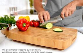 img 2 attached to 🔪 KOOQ High-End Extra Large Bamboo Cutting Board with Feet - Sophisticated Thick Chopping & Butcher's Block, Beautiful Cheese & Serving Board - 18" x 12" Inches