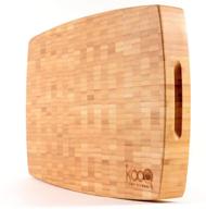 🔪 kooq high-end extra large bamboo cutting board with feet - sophisticated thick chopping & butcher's block, beautiful cheese & serving board - 18" x 12" inches logo