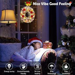 img 2 attached to ilikable Christmas Wreath with 40 LEDs - 16 inch Artificial Xmas Wreath Snow Flocked with Pinecones Berries - Front Door Xmas Decorations for Outdoor Indoor Home