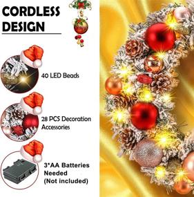 img 1 attached to ilikable Christmas Wreath with 40 LEDs - 16 inch Artificial Xmas Wreath Snow Flocked with Pinecones Berries - Front Door Xmas Decorations for Outdoor Indoor Home