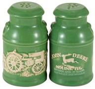 john deere raised-relief milk can salt & pepper shaker set logo