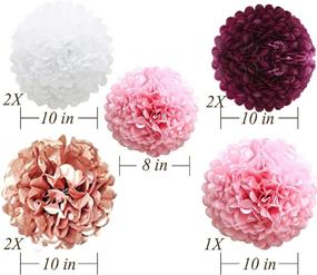 img 2 attached to 🌹 Burgundy Rose Gold Pink Party Decorations for Women - Hanging Paper Fans, Tissue Pom Poms, & Flowers for Girls' Baby Shower, Bachelorette, Birthday, Fall Wedding, and Valentine's Day