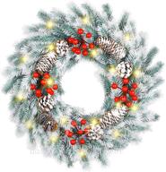 🎄 bommeter christmas wreath: 16 inch outdoor lighted decor for front door - xmas party decorations logo