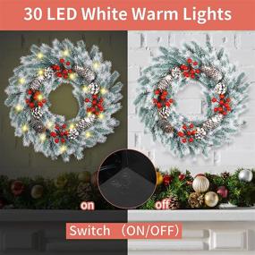 img 3 attached to 🎄 BOMMETER Christmas Wreath: 16 inch Outdoor Lighted Decor for Front Door - Xmas Party Decorations