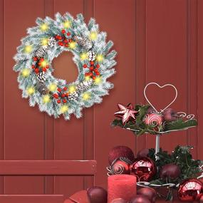 img 1 attached to 🎄 BOMMETER Christmas Wreath: 16 inch Outdoor Lighted Decor for Front Door - Xmas Party Decorations