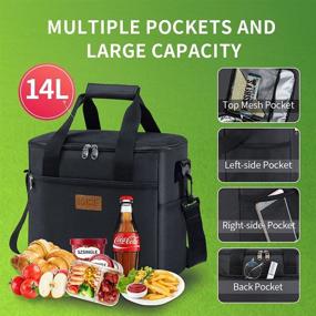 img 3 attached to 👜 Iknoe Large Cooler Bag: Collapsible 24 Can Insulated Leakproof Lunch Tote with Multi-Pockets - A Versatile Thermal Bag for Beach, Picnic, and Work