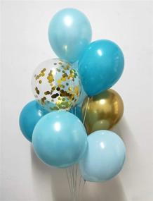 img 3 attached to 60packs Blue and Gold Confetti YuqinBB Balloons Chrome Gold Balloons - Perfect Decorations for Wedding, Bridal, Baby Shower, Birthday, and Graduation Parties