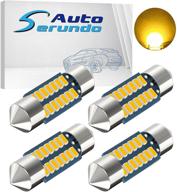 serundo auto de3175 led car bulb 31mm 1.22in led festoon bulb, de3021 de3022 de3023 6428 6430 7065 led festoon bulb, interior led bulb for car map dome light, etc. - pack of 4pcs in amber yellow logo