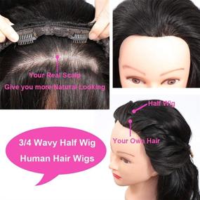 img 1 attached to 💇 Подчеркните свою естественную красоту с помощью афро-парика "Body Wave" из натуральных волос для черных женщин 3/4 полый парик