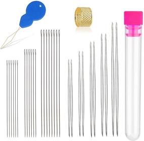 img 4 attached to 🧵 Ultimate Beading Needle Set: 30 Pieces with 5 Size 10 Big Eye Needles and 20 Long Straight Needles – Perfect for Bracelet and Necklace Making, Easy Threading – Comes in Convenient Storage Bottle