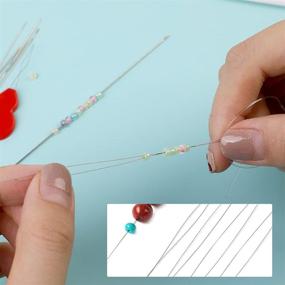 img 2 attached to 🧵 Ultimate Beading Needle Set: 30 Pieces with 5 Size 10 Big Eye Needles and 20 Long Straight Needles – Perfect for Bracelet and Necklace Making, Easy Threading – Comes in Convenient Storage Bottle