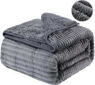 sherpa fleece weighted blanket for adults - 48x72 inches, 15lbs - heavy & cozy grey striped flannel - reversible throw blanket for bed, couch, sofa logo
