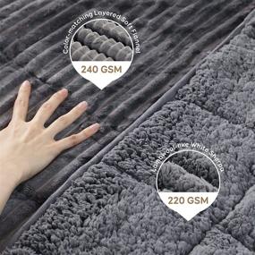 img 2 attached to Sherpa Fleece Weighted Blanket for Adults - 48x72 inches, 15lbs - Heavy & Cozy Grey Striped Flannel - Reversible Throw Blanket for Bed, Couch, Sofa
