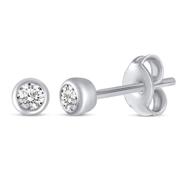 💎 sparkling stud earrings: bezel set round cut cubic zirconia in 925 sterling silver jewelry logo