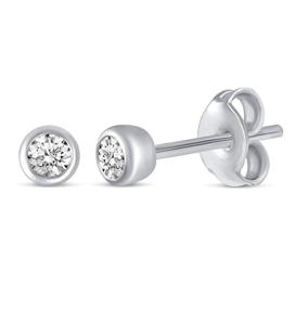 img 4 attached to 💎 Sparkling Stud Earrings: Bezel Set Round Cut Cubic Zirconia in 925 Sterling Silver Jewelry