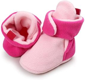 img 2 attached to 👶 RVROVIC Cozy Fleece Booties for Baby Boys and Girls - Newborn Infants Cotton Winter Boots, Warm Socks, Slippers, and Crib Shoes