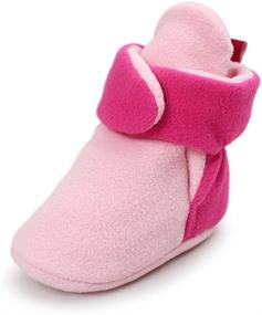 img 4 attached to 👶 RVROVIC Cozy Fleece Booties for Baby Boys and Girls - Newborn Infants Cotton Winter Boots, Warm Socks, Slippers, and Crib Shoes