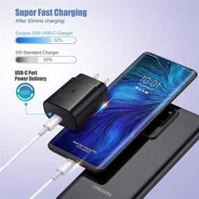 img 2 attached to 🔌 Excgood быстрая зарядка USB C 25 Вт PD Супер быстрая настенная зарядка - Galaxy Note 10, Note 20, S20, S21 Ultra 5G / Plus, iPhone, Pixel и другие - 2 шт., черный