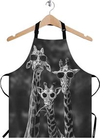 img 4 attached to 🦒 WONDERTIFY Giraffes Apron: Funny Family Giraffes with Sunglasses – Adjustable Neck, Ideal for Home Cooking, Grill, Baking, BBQ – Men's and Women's Apron