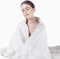 porlae weighted blanket (15 lbs - 48x71), cooling heavy 🛌 blanket for hot & cold sleepers, kids or adults, 100% cotton (white) logo