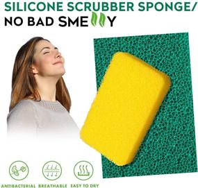 img 3 attached to Pack of 8 Colorful Silicone Scrubbers: Reusable Dishwashing Brush, Sponge Scouring Pads - Effective, Durable, and Easily Cleanable