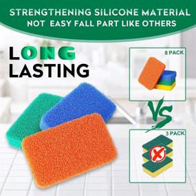 img 2 attached to Pack of 8 Colorful Silicone Scrubbers: Reusable Dishwashing Brush, Sponge Scouring Pads - Effective, Durable, and Easily Cleanable