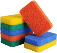 pack of 8 colorful silicone scrubbers: reusable dishwashing brush, sponge scouring pads - effective, durable, and easily cleanable logo