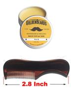 mustache wax & small comb: best kit with 2.8 inch comb at great price! logo