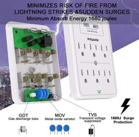 img 1 attached to Мощный защитник POWSAV 6 Outlet Extender, 2 дюйма: максимальная безопасность и универсальность