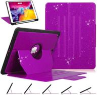 glitter sparkly shockproof case for ipad 9th/8th/7th generation 10.2-inch, 5 magnetic angles, purple logo