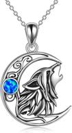 🐺 popkimi wolf jewelry christmas gifts - sterling silver crystal opal moon howling wolf pendant necklace set [includes wolf necklace, urn necklace, and locket necklace] - ideal jewelry for women, men, girls, wolf lovers; perfect birthday gift for mom, friends logo