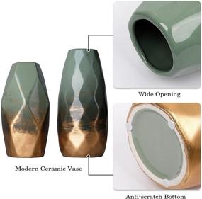 img 1 attached to 🏺 TERESA'S COLLECTIONS Modern Geometric Ceramic Vases: Green and Gold Set for Stylish Home Décor, Living Room, Mantel, Table, Bedroom Decoration - 7.9'' & 9.3'' Tall