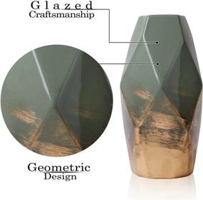 img 2 attached to 🏺 TERESA'S COLLECTIONS Modern Geometric Ceramic Vases: Green and Gold Set for Stylish Home Décor, Living Room, Mantel, Table, Bedroom Decoration - 7.9'' & 9.3'' Tall