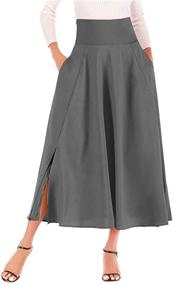 img 1 attached to 👗 Stylish Women's High-Waisted Pleated Maxi Skirt: Vintage, Versatile, and Pocket-friendly!