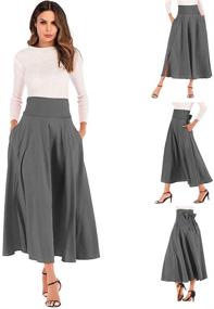 img 3 attached to 👗 Stylish Women's High-Waisted Pleated Maxi Skirt: Vintage, Versatile, and Pocket-friendly!