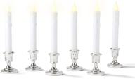 🕯️ enhance your christmas decor with 6-pack battery window candles: silver base, remote timer, flickering warm white led, classic flameless tapers логотип