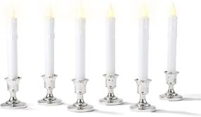 img 4 attached to 🕯️ Enhance Your Christmas Decor with 6-Pack Battery Window Candles: Silver Base, Remote Timer, Flickering Warm White LED, Classic Flameless Tapers