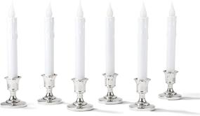 img 3 attached to 🕯️ Enhance Your Christmas Decor with 6-Pack Battery Window Candles: Silver Base, Remote Timer, Flickering Warm White LED, Classic Flameless Tapers